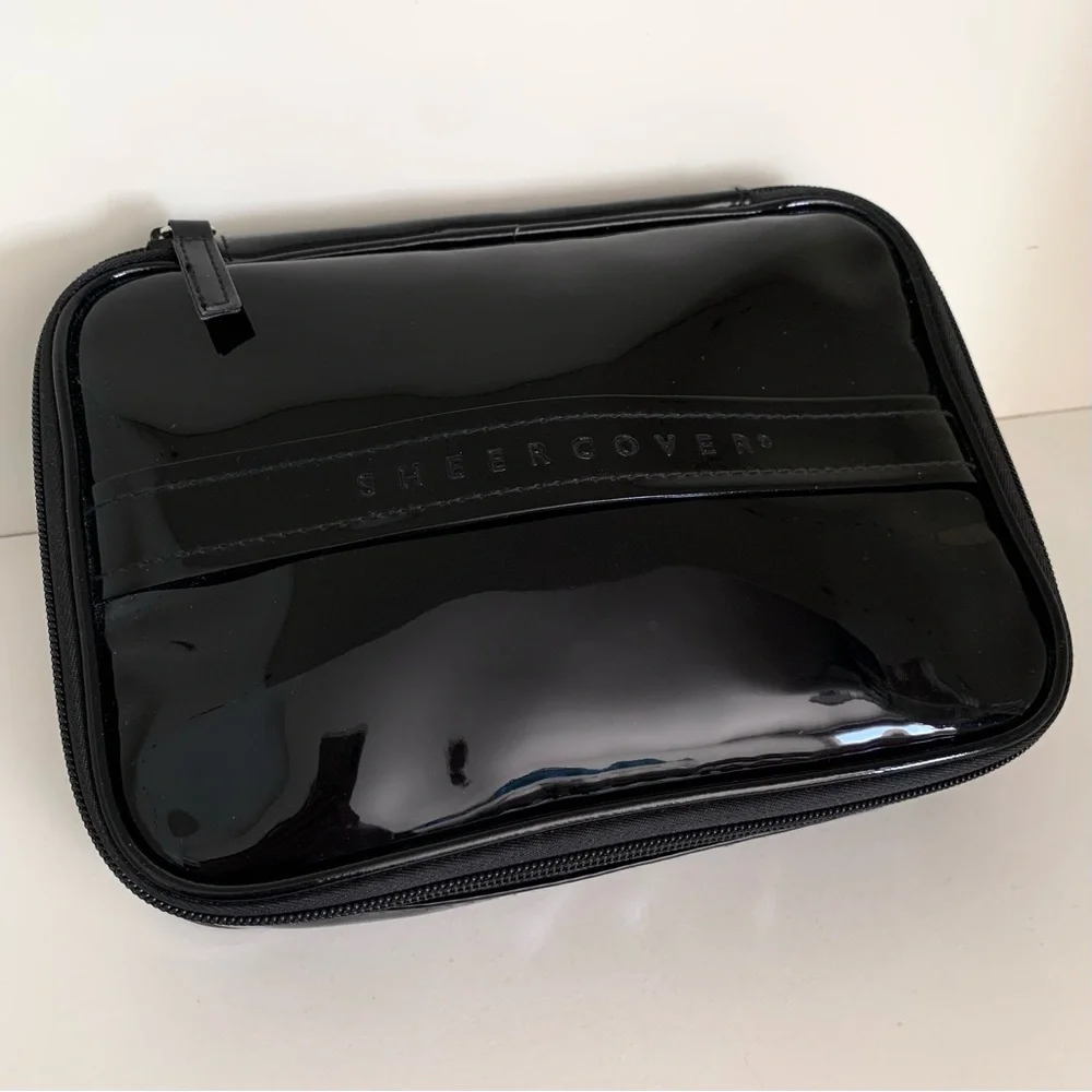 Sheer cover black patent vanity case